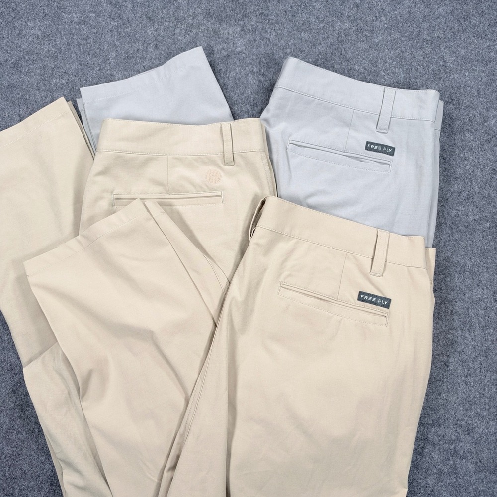 Free Fly Mens Nomad Bamboo Pants Bundle 34x30 Khaki Light Gray Performance Chino